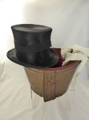 A Vintage Gentleman`s Black Top Hat by Lincoln Bennet & Co., Sackville Street, London in original