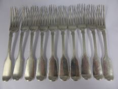 Ten Victorian solid silver dessert forks, London hallmarked, dated 1843 / 44, mm William Eaton,