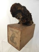 A Vintage Mechanical Bear in original box, the fur covered bear having glass eyes with mechanical