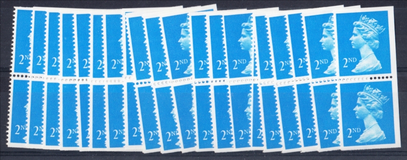 2nd Harrison centre band vertical pair imperf right, top & bottom x 20 pairs U/M, fine. Retail £