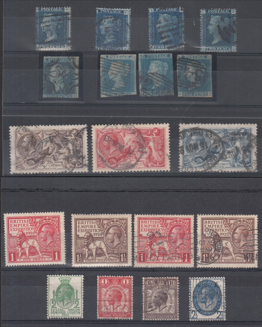 M or U range on stockcards incl. used Seahorses 2/6d (10), 5/- & 10/-, 1948 Wedding £1, Dues,