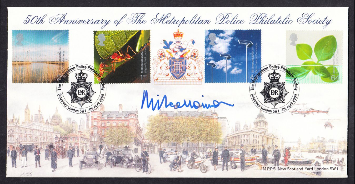 Michael Winner: Autographed on 2000 Life & Earth Metropolitan Police Philatelic Society Official