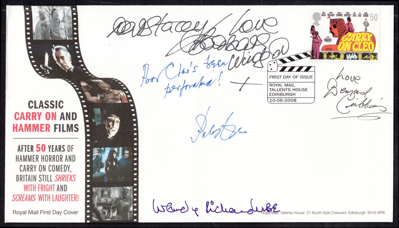 2008 Classic Carry On Films single value Royal Mail FDC signed by Barbara Windsor, Peter Rogers,