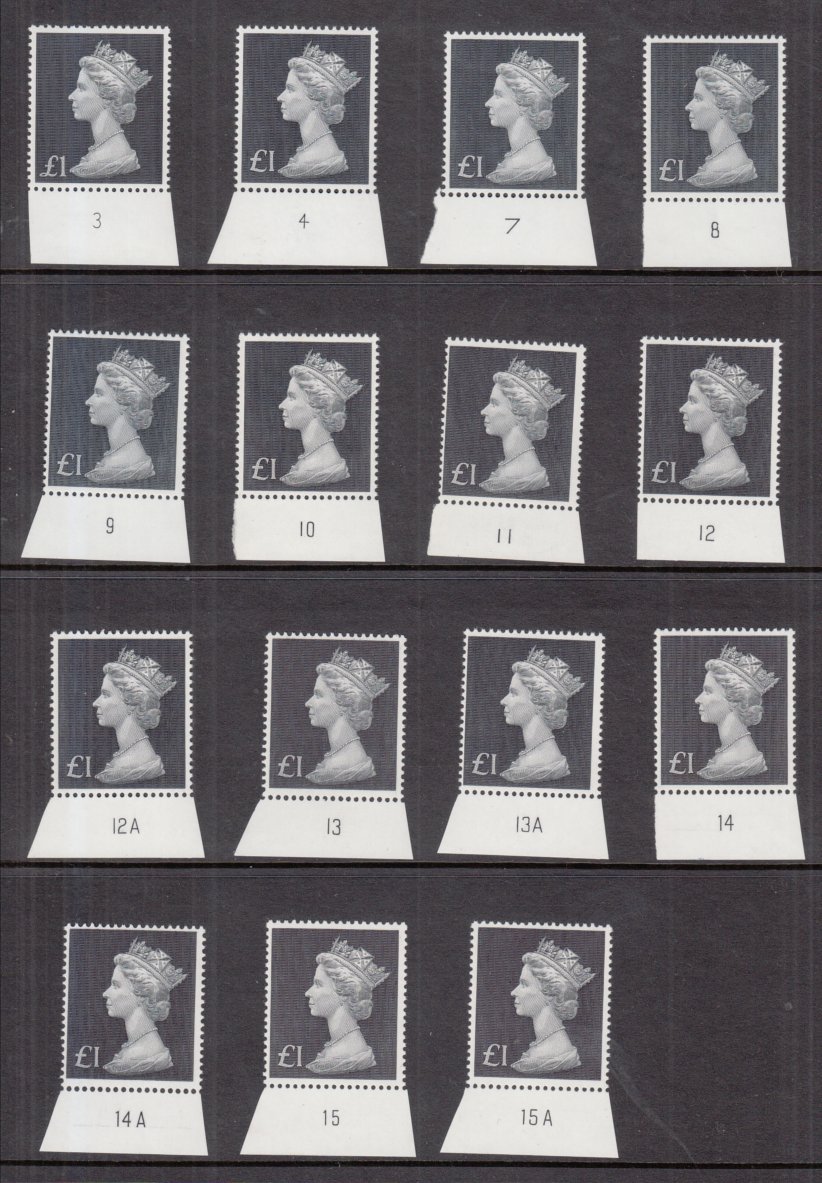 Recess printed High Value plate singles almost complete. (MCC Cat £1760 for blocks of 4) (164)