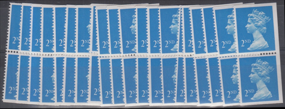 2nd Harrison centre band vertical pair imperf right, top & bottom x 20 pairs U/M, fine. Retail £200