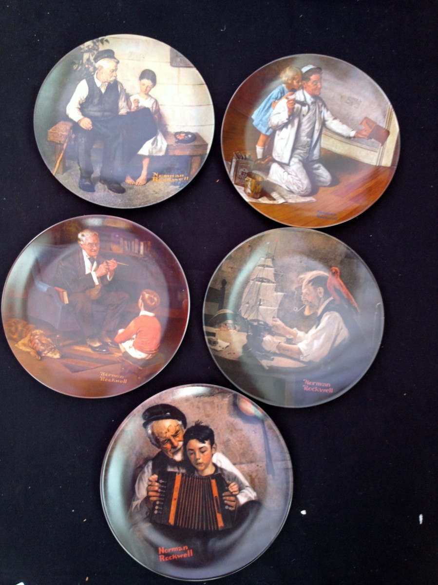 5 norman Rockwell plates no reserve