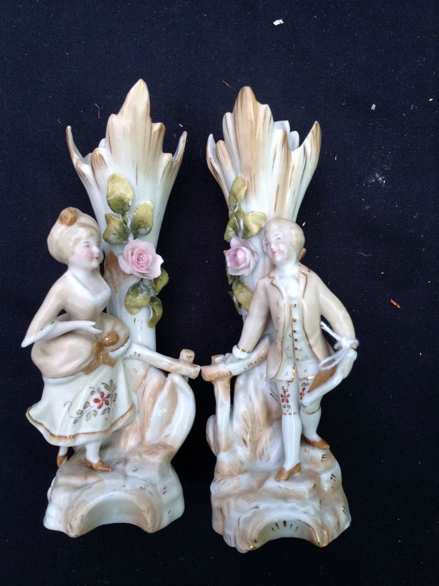 pair of german figures with posies no reserve