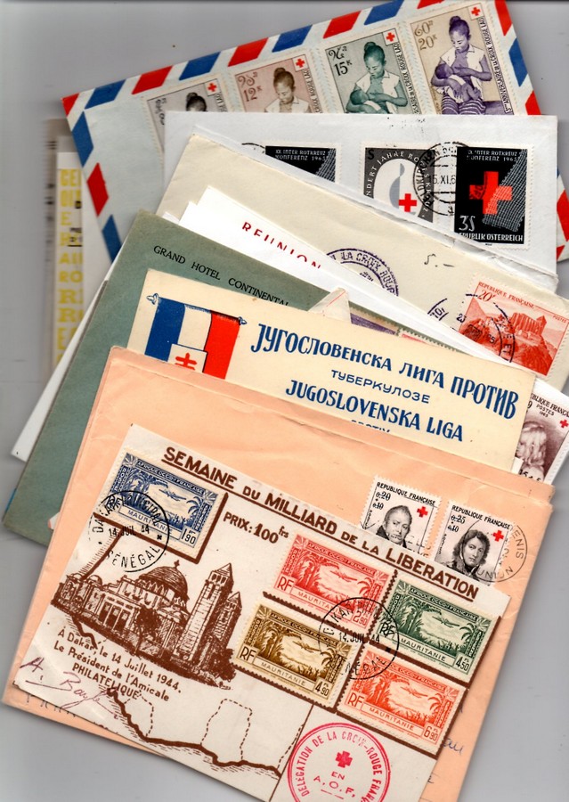Red X, 27 cvrs of Red X issues, mainly FDCs between 1940s -60s, incl France, Viet Nam, Laos,