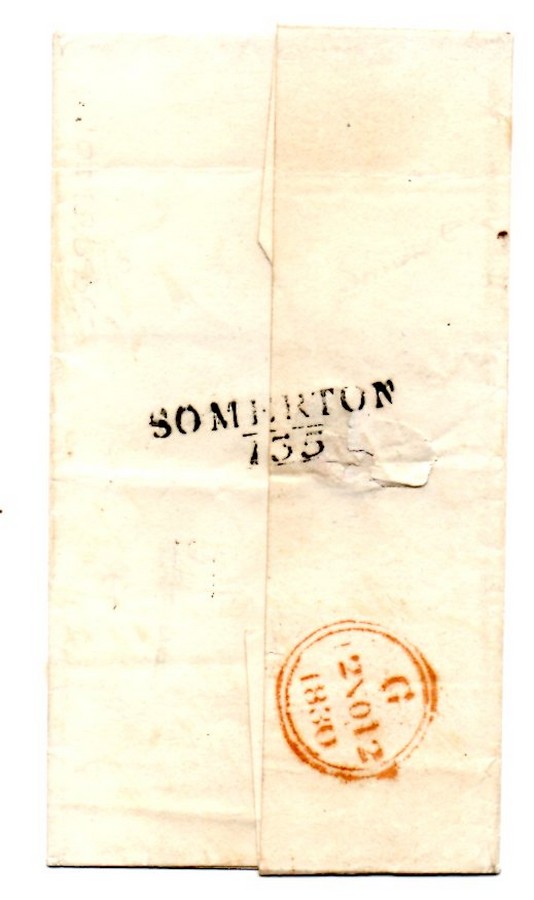 Somerset, 1830 Somerton/135 dbl line mileage BCC705 on wrapper to London, later changed to correct