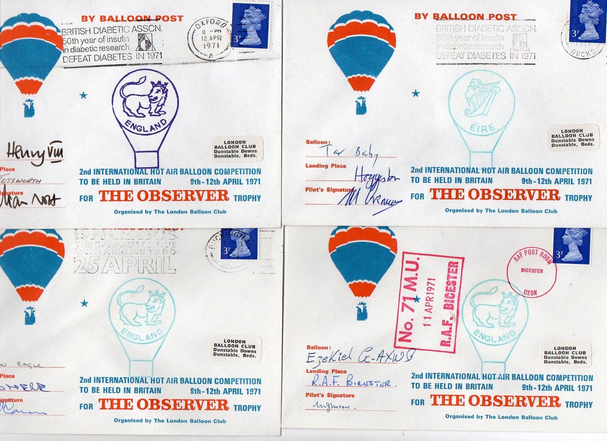 GB Balloon cvrs set of 14 from the 1971 Observer Trophy Race RESERVE: £20