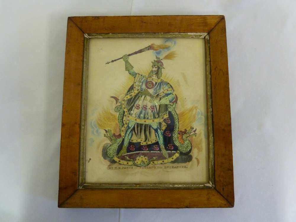 Victorian framed Tinsel print of W. H. Payne as Volcano the Enchanted - 27.5 x 22.5 cm