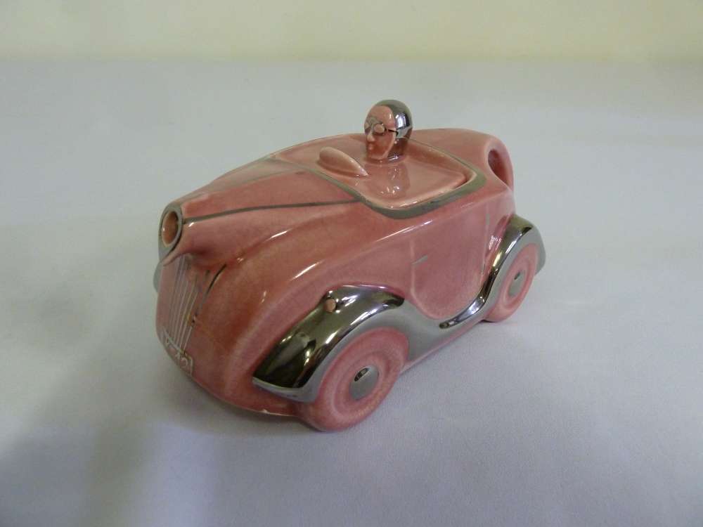 Sadlers pink colourway racing car teapot with OKT42 number plate