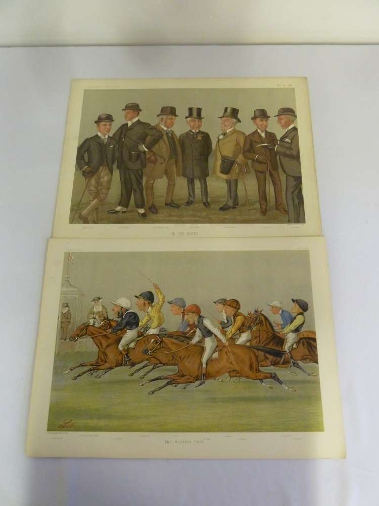 Vanity Fair two double antique lithographs of Horse Racing interest by Spy - 33 x 48.5cm