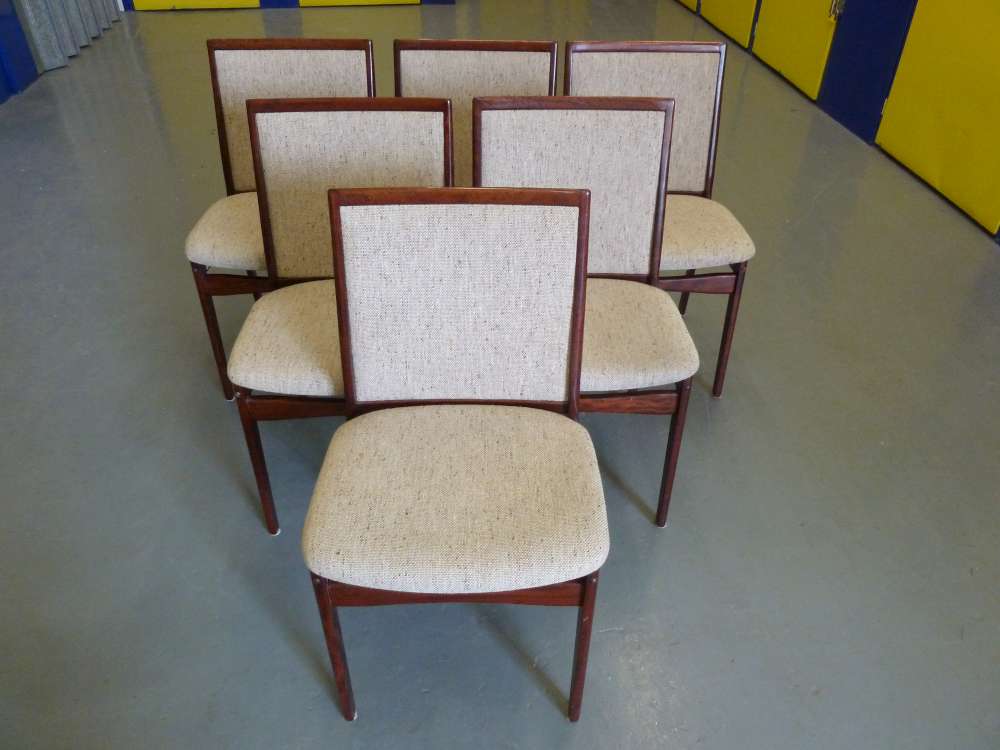 Set of six Rosewood upholstered dining chairs