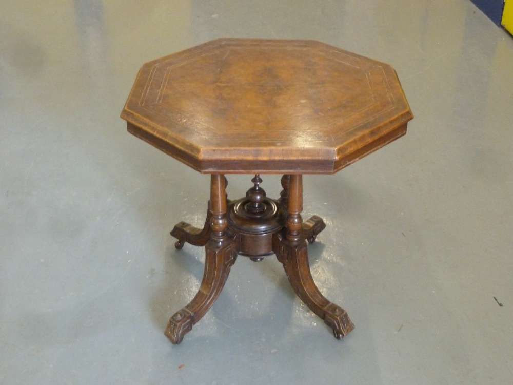 Hexagonal hall table on four outswept feet - A/F
