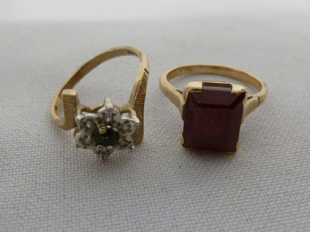 Two 9ct gold rings set with various stones