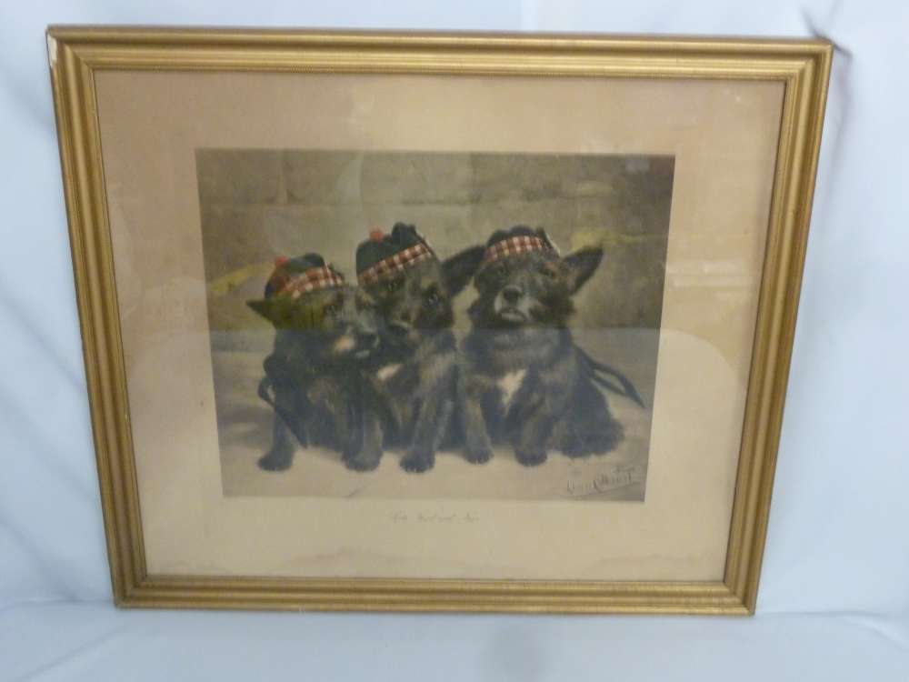 Lillian Cheviot 1884-1932 lithographic print of Scottish Terriers - 37 x 45.5cm