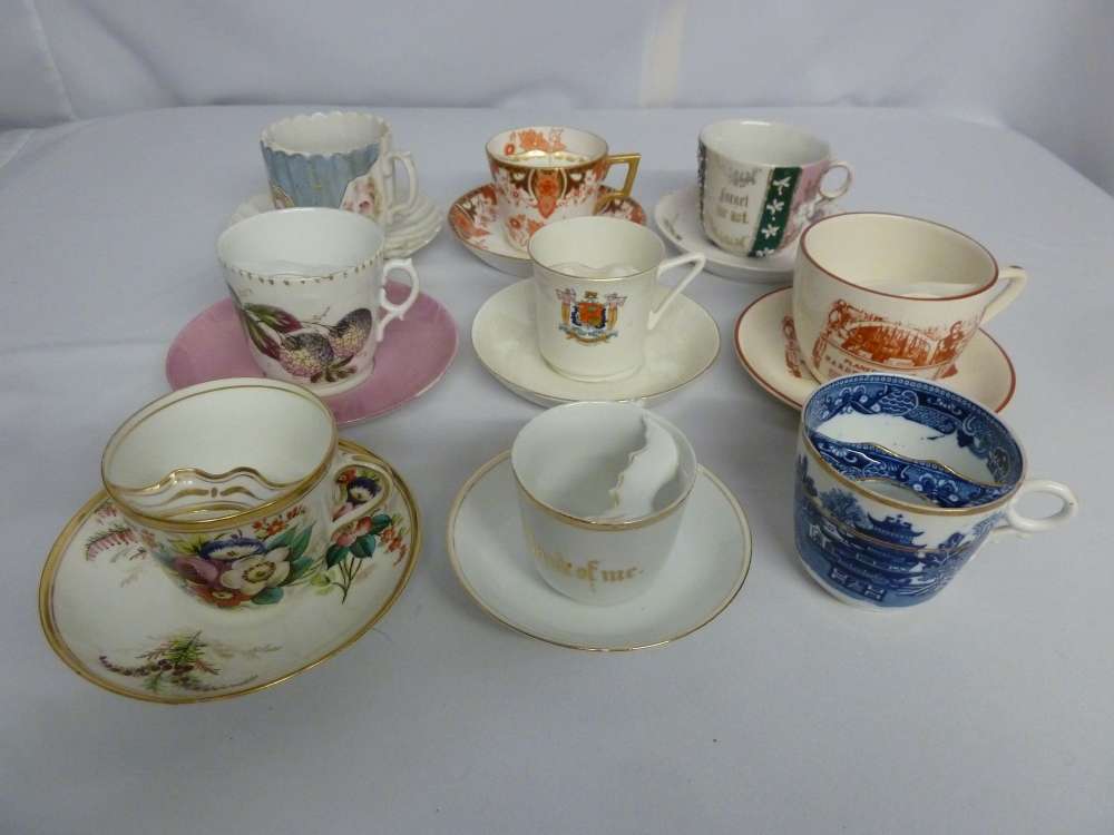 Nine Moustache cups and eight saucers