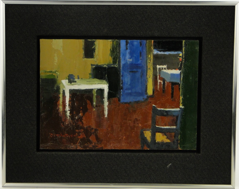 Donald McIntyre (1923-2009)
oil on board, interior scene "House By The Sea No. III," signed, 14" x