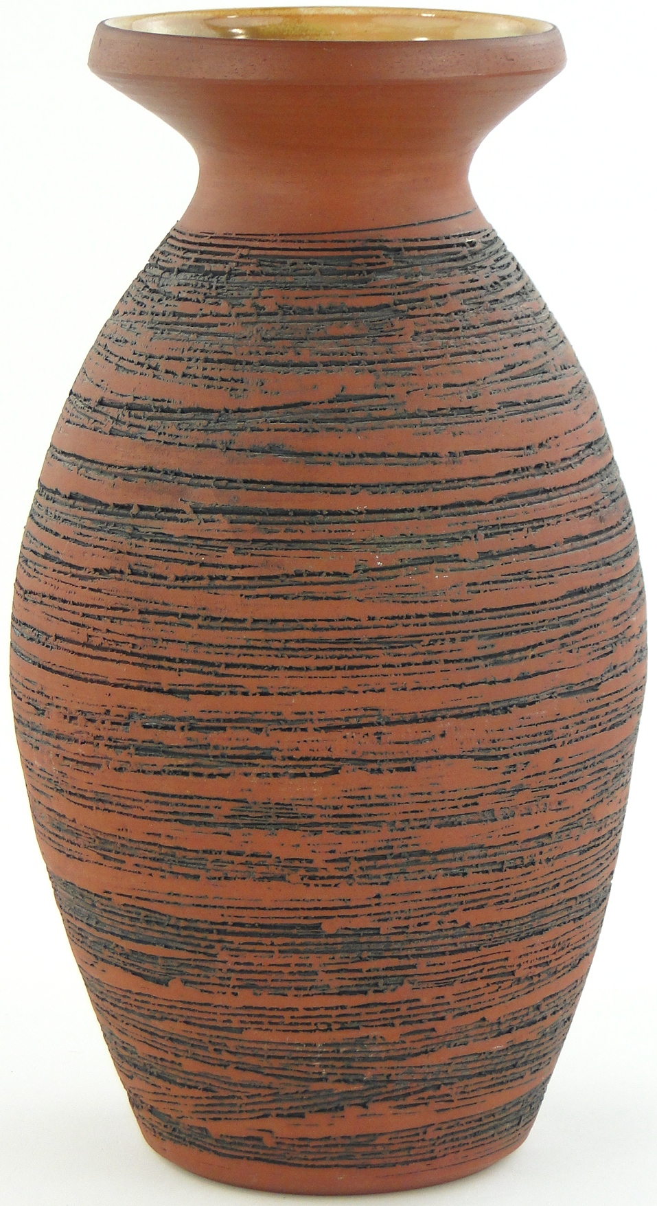 Poole Atlantis red and black vase by Catherine Connett, A192, 12.25".