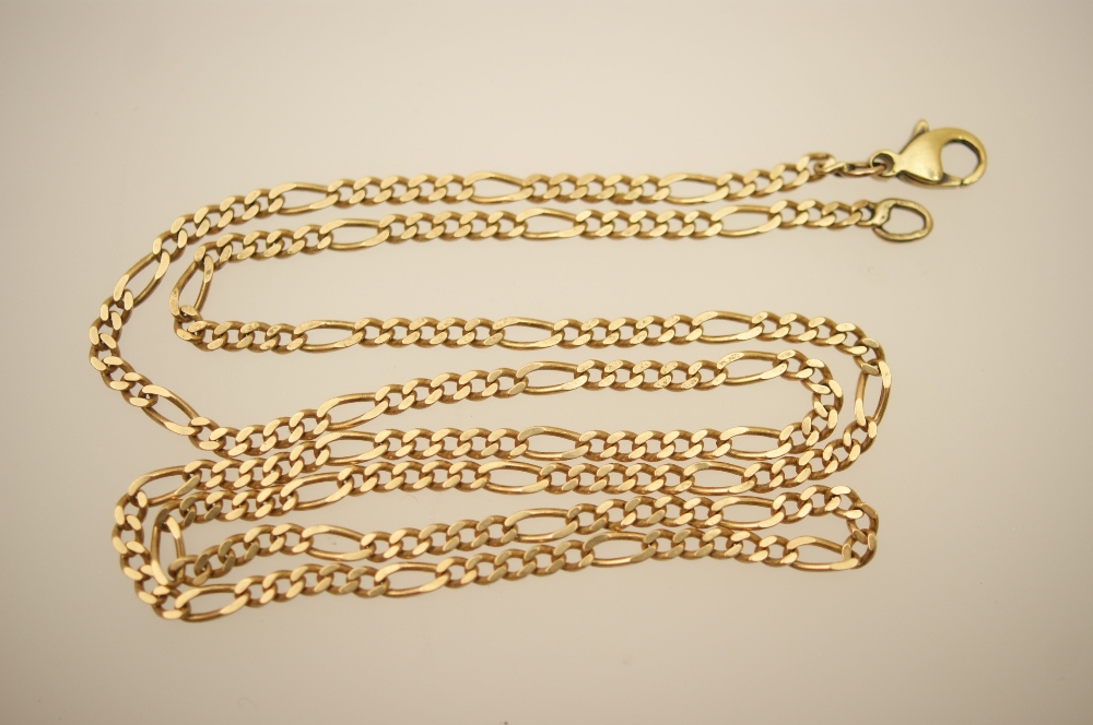 9ct gold fine curb link necklace, weight approx. 9g, length 56cm