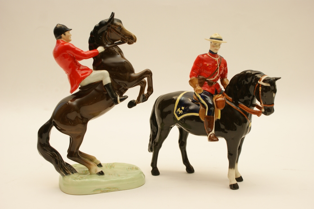 Beswick Huntsman on rearing horse (868) style 2, designed by Arthur Gredington, finished in brown