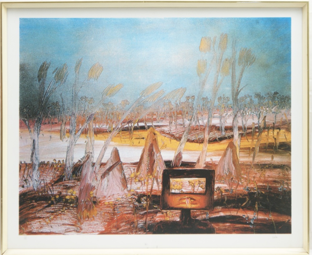Sydney Nolan (Australian 1917-1992), Ned Kelly in the Outback, limited reprographic coloured