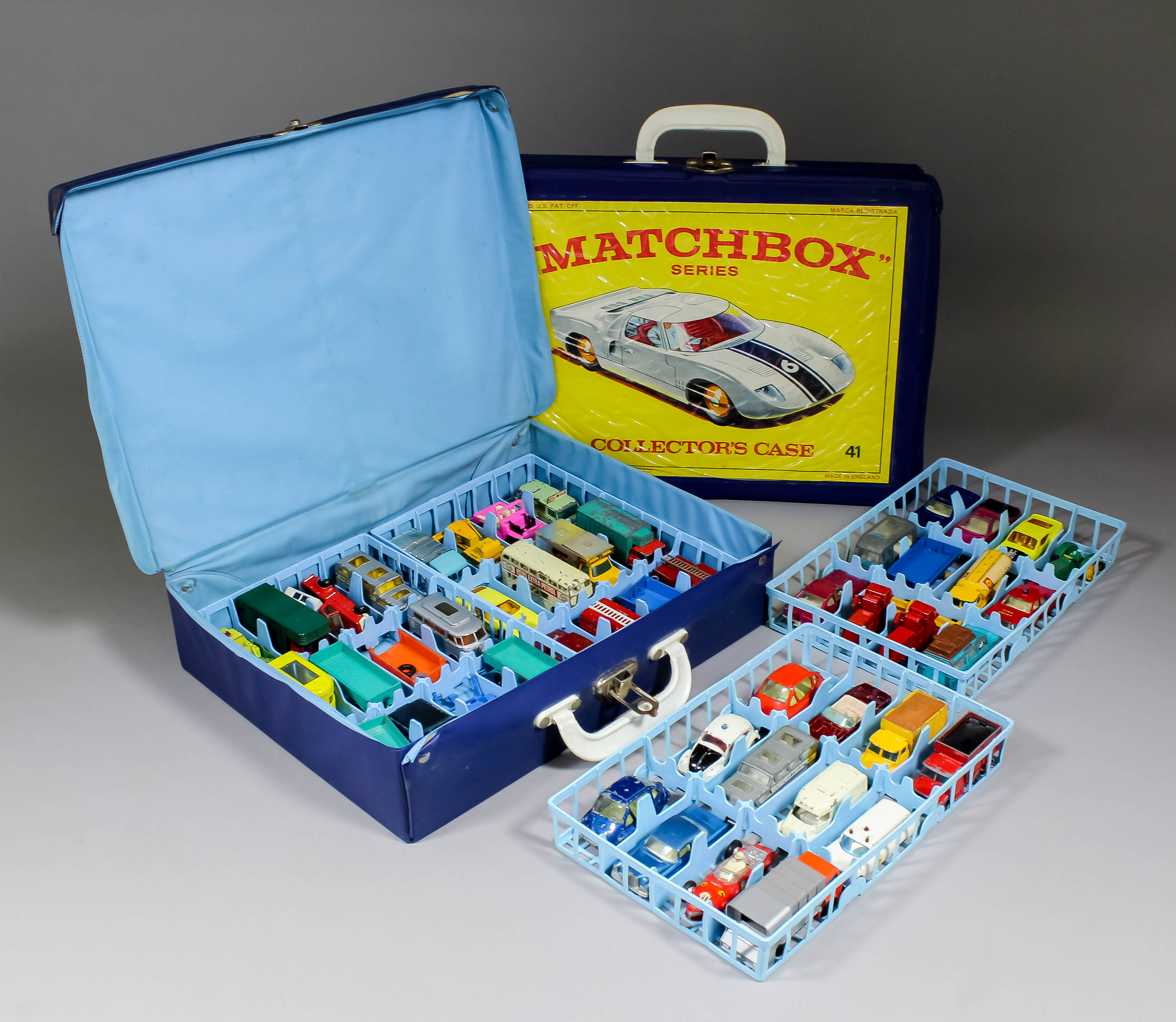 Two ""Matchbox"" Series collectors cases, each with four twelve division drop-in trays and