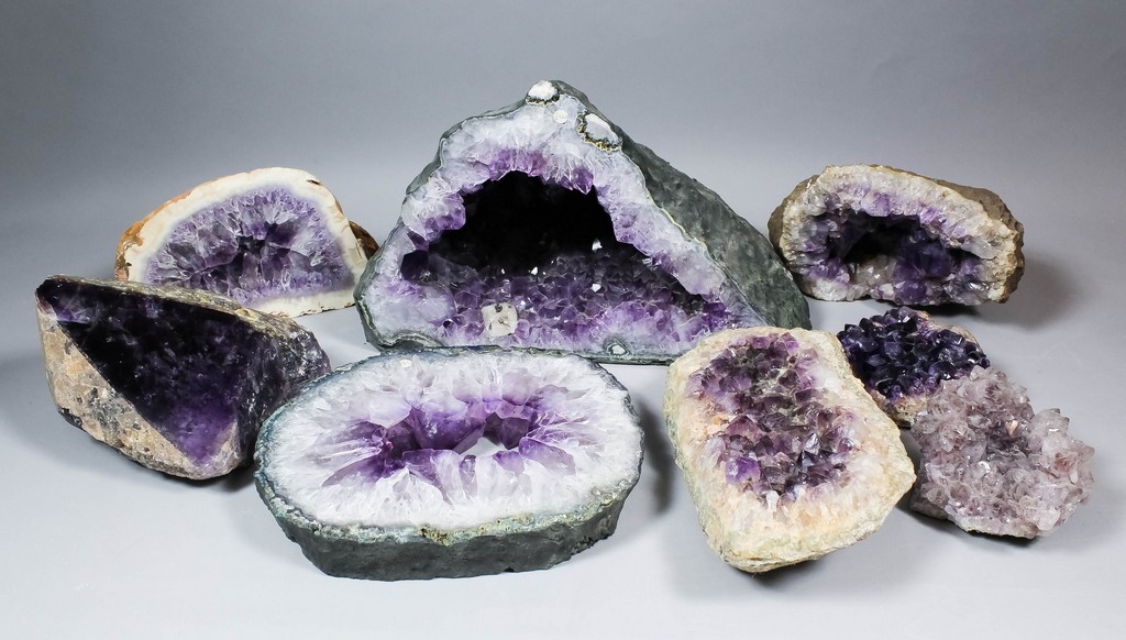 Amethyst - Eight specimens from Brazil, the largest 12ins across