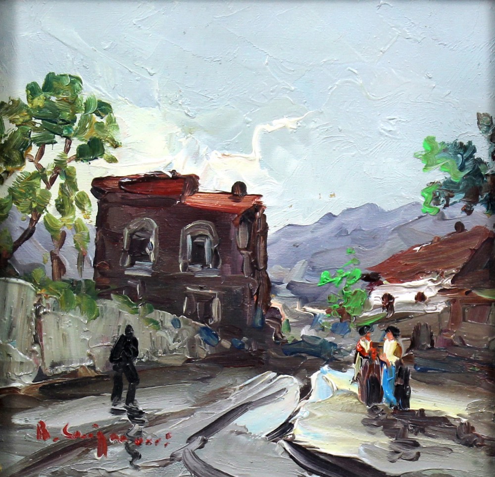 Attributed to Roberto Carignani (1894-1975) - Two oil paintings - Street scenes, each 7ins square,