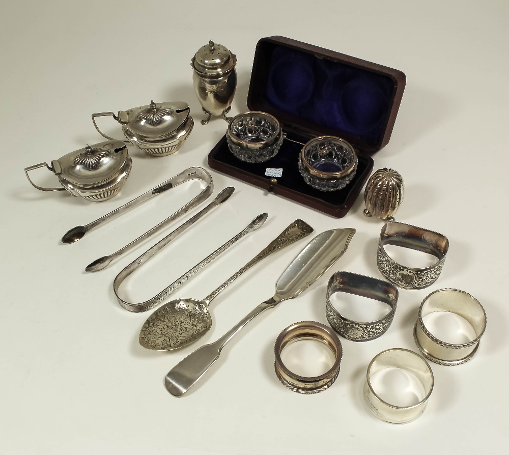 A set of four William IV silver Queens pattern salt spoons by William Cattell, London 1830, a pair