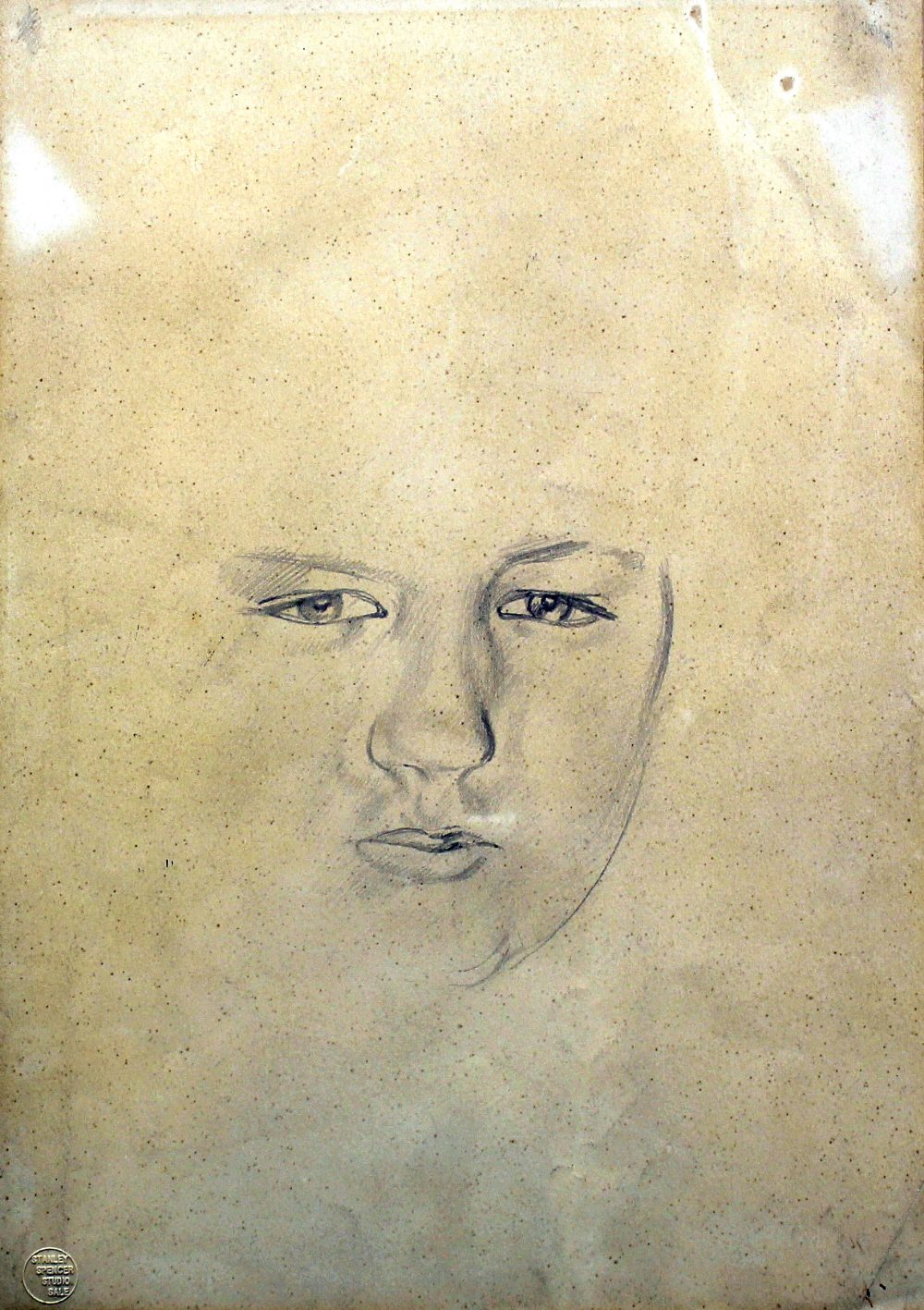 ***Stanley Spencer (1891-1959) - Pencil drawing - Study of a girl`s head, 13.5ins x 9.5ins, with