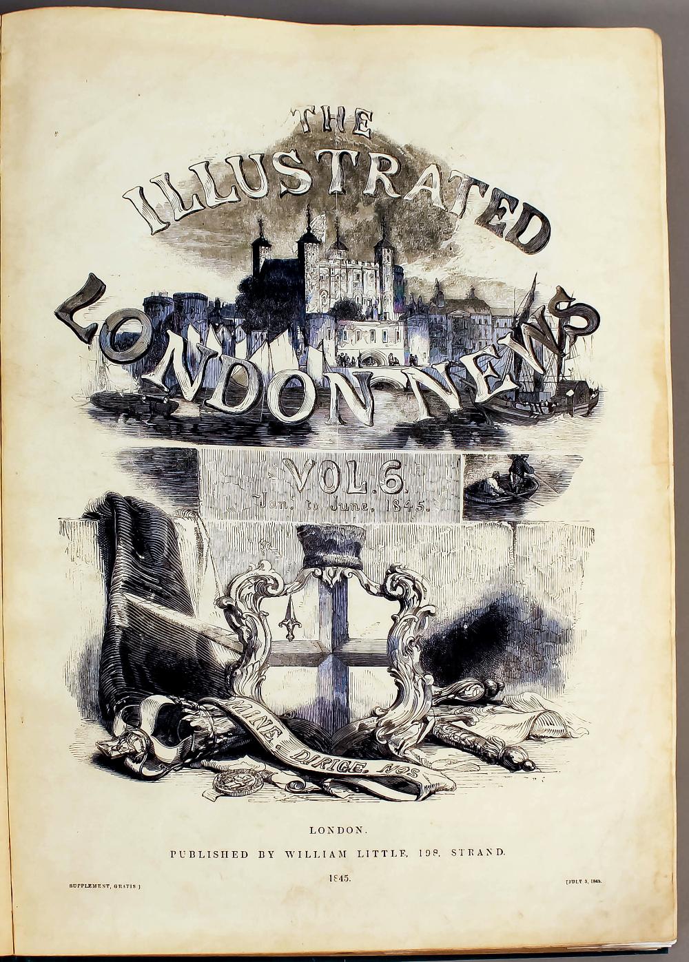 "The Illustrated London News", volume 6, with fold-out engraving - "Panorama of the River Thames