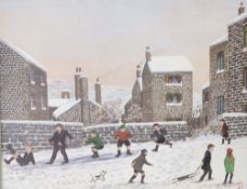 TOM DODSON ARTIST SIGNED COLOUR PRINT  `Snow scene`  an edition of 850, signed in pencil and guild
