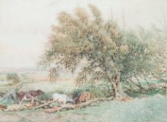WILLIAM WOODHOUSE (1857-1939) WATERCOLOUR `The Old Willows` signed lower right, titled on framer`s