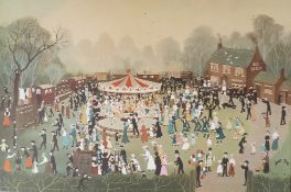 HELEN BRADLEY ARTIST SIGNED COLOUR PRINT  `The Fair at Daisy Nook`, an edition of 550, signed in