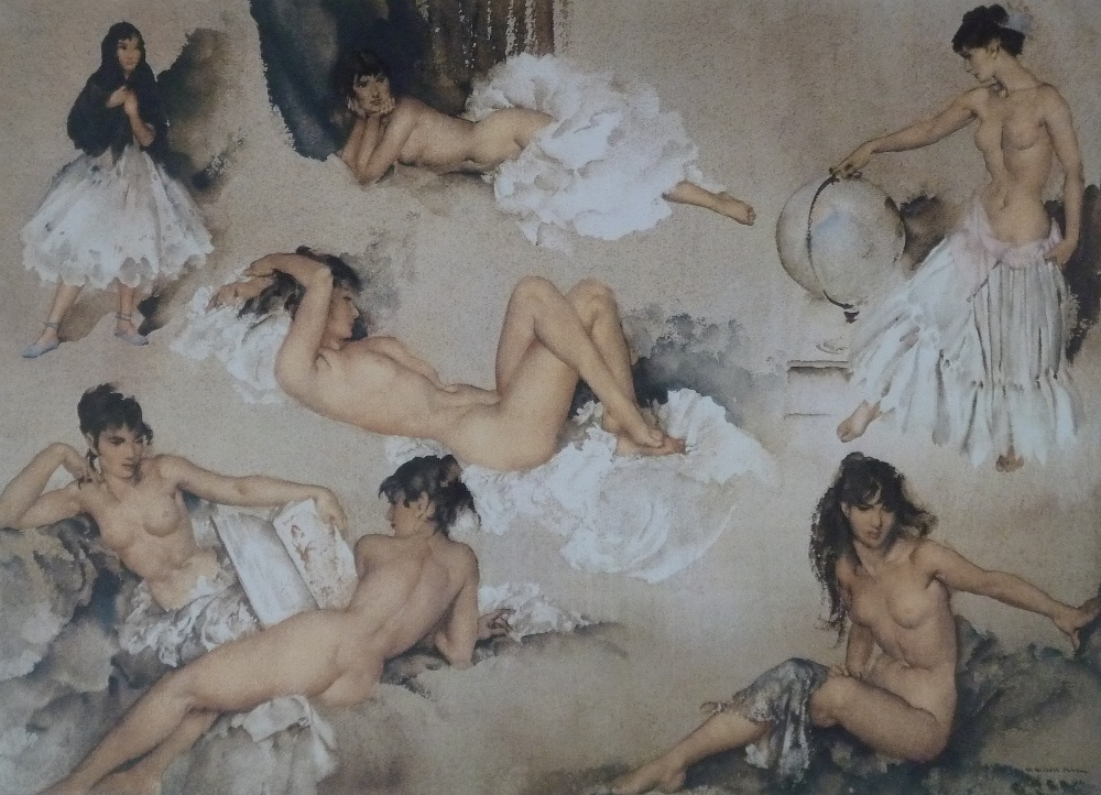 SIR WILLIAM RUSSELL FLINT  LIMITED EDITION COLOUR PRINT  Variations II` (395/850)  19 1/2"" x