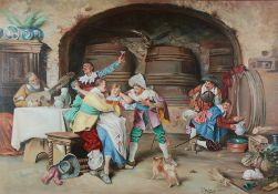 AFTER J. HANZA WEIN (Twentieth century)  OIL PAINTING ON CANVAS LAID ON BOARD  Tavern scene with