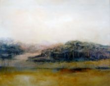 VILYA (Australian Modern) OIL ON BOARD Abstract landscape Signed and dated (19)84 48"" x 61"" (