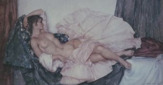 SIR WILLIAM RUSSELL FLINT LIMITED EDITION COLOUR PRINT  Model reclining (252/750) 11"" x 20 3/4"" (