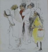 PAPAS PEN AND WASH DRAWING  `Kensington Court Room, Jamaica`  signed and titled 15"" x 13 1/2"" (