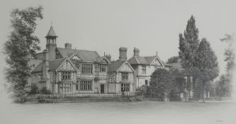 ?MARC GRIMSHAW (b. 1957) PENCIL DRAWING `Wythenshawe Hall` Signed lower right 8 3/4"" x 16 1/2"" (