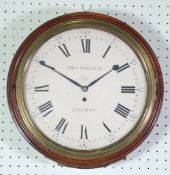 THOMAS PERCIVAL, LONDON MAHOGANY WALL CLOCK, the 14"" enamelled dial, powered by a single fusee