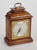 GERRARD AND CO, ELLIOT GEORGIAN STYLE SMALL MANTLE CLOCK, the 3 1/2"" silvered Roman dial with