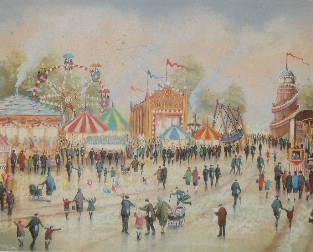 BERNARD MCMULLEN ARTIST SIGNED COLOUR PRINT Fairground No 311/850 9 ½"" x 12"" (24cm x 30.5cm)