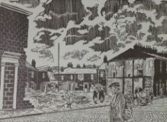 ROGER HAMPSON (1925 - 1996) LINOCUT `Clearance Area, Accrington` signed, titled and numbered 4/6,