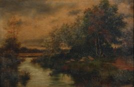ELLIS WILSON (LATE 19th CENTURY) OIL PAINTING ON CANVAS, A PAIR River landscapes, each signed lower