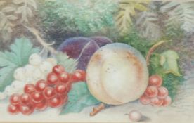 ATTRIBUTED TO W.H. HUNT (1970-1864)  WATERCOLOUR DRAWING  Still life with fruit by a bank  3 1/2""