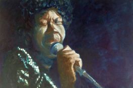 JOHN BLENKINSOPP A PAIR OF OIL ON BOARD ""Koko Taylor, Queen of the Blues"" And  ""King of the