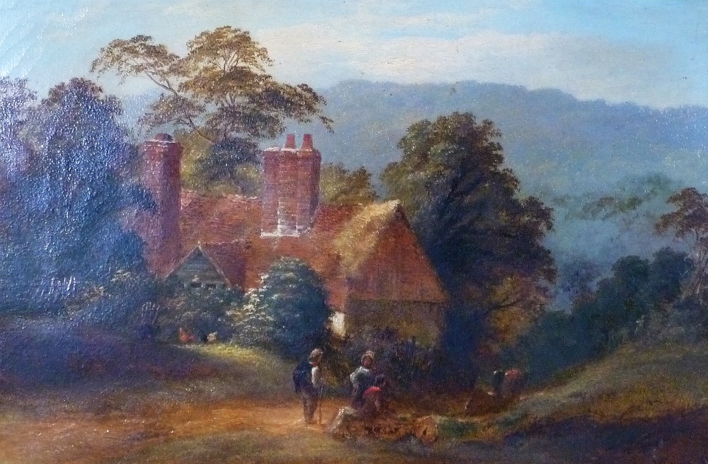 THOMAS WHITTLE JUNIOR (fl. 1865-85) OIL PAINTING ON CANVAS `A Valley Home, Summer, Dorking, Surrey`